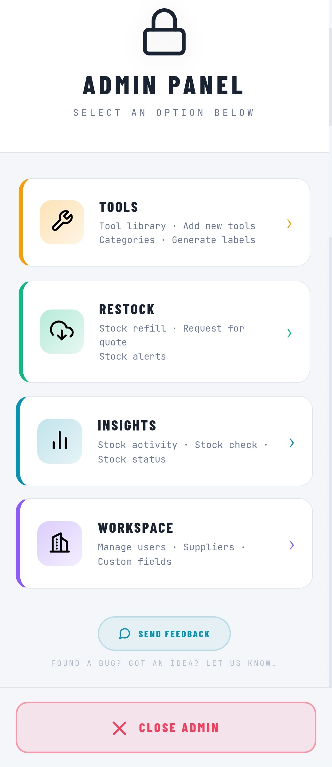 TOOLFlow admin panel